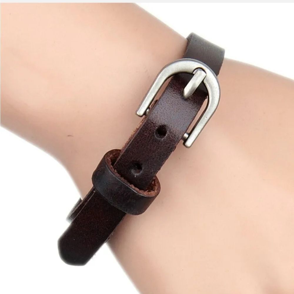 Women Wrist Strap Buckle Leather Bracelet Friendship Bracelet Punk Bangle US